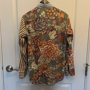 Coast Patchwork Design Button Down Shirt, Florals, Paisley, Stripes Long Sleeve